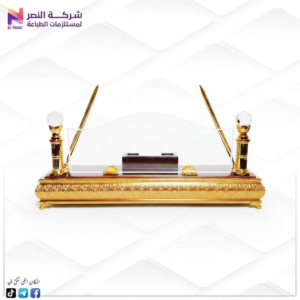 استاند مكتب كريستال قاعده ذهبي